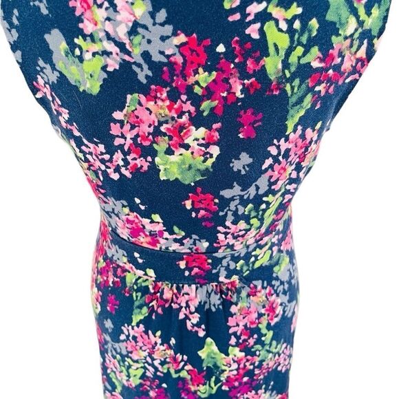 LANDS’ END navy floral PIMA cotton blend maxi dress size M (10-12). - Picture 4 of 7